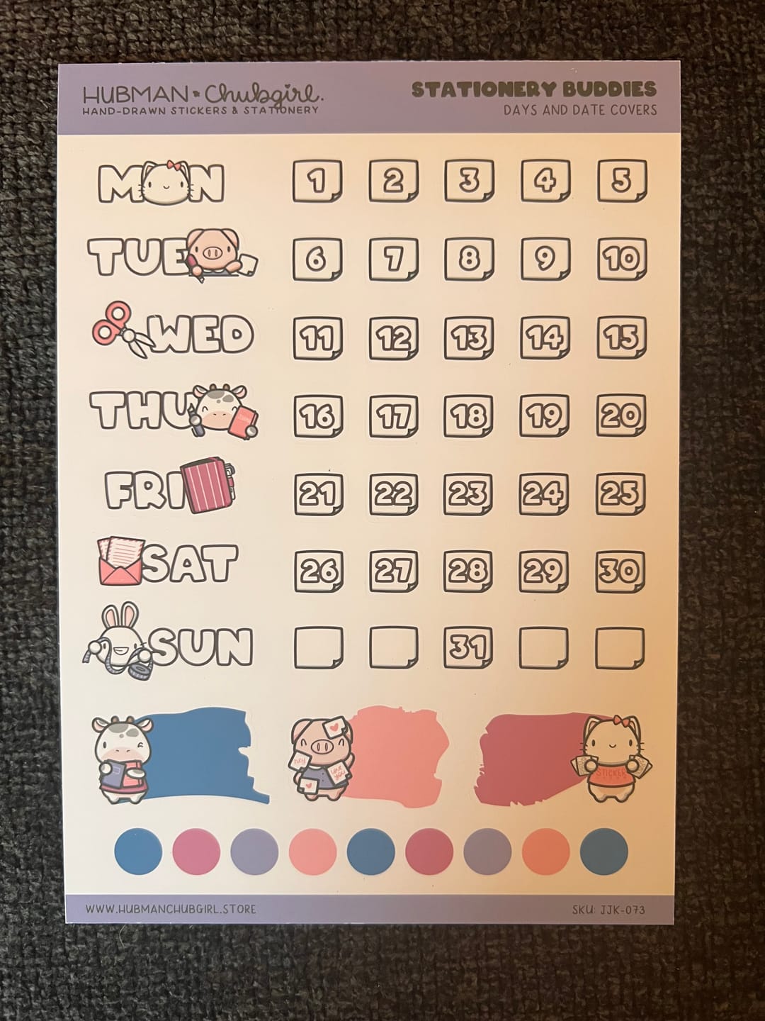 Customer photo review of Stationery Buddies Days and Date Covers