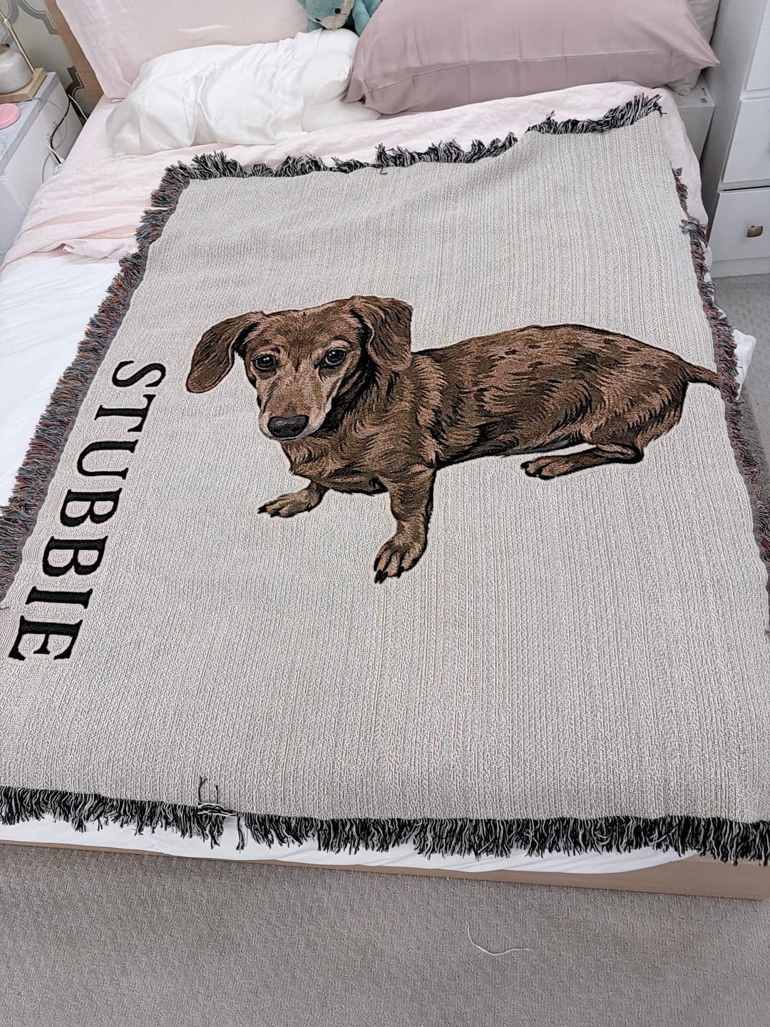 Customer photo review of Custom Heirloom Pet Throw Blanket