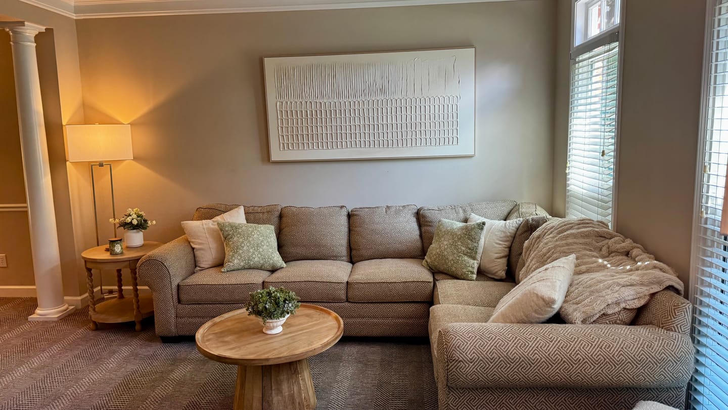 Customer photo review of Beige Minimalist Textured Canvas Art #WM081