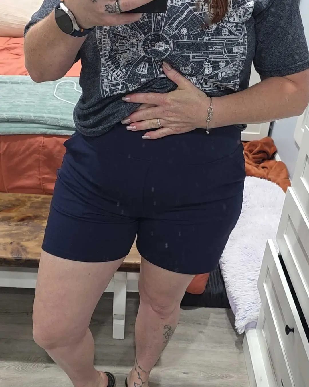 Customer photo review of Women's High-Waisted Athletic Bermuda Shorts with Pockets – Running, Yoga, Summer Casual Activewear