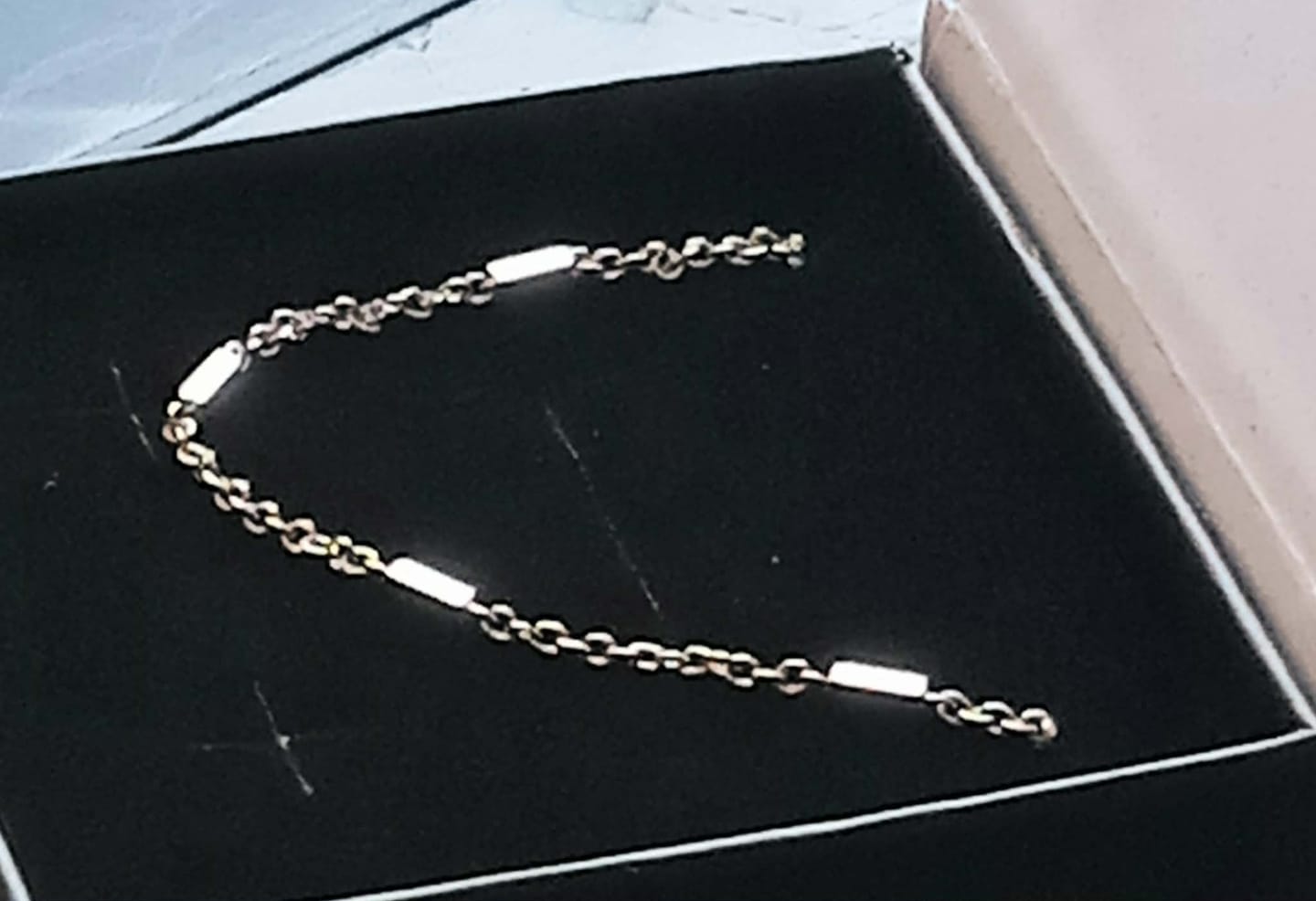 Customer photo review of Cassidy 18k White Gold Plated Stacking Necklace Chain