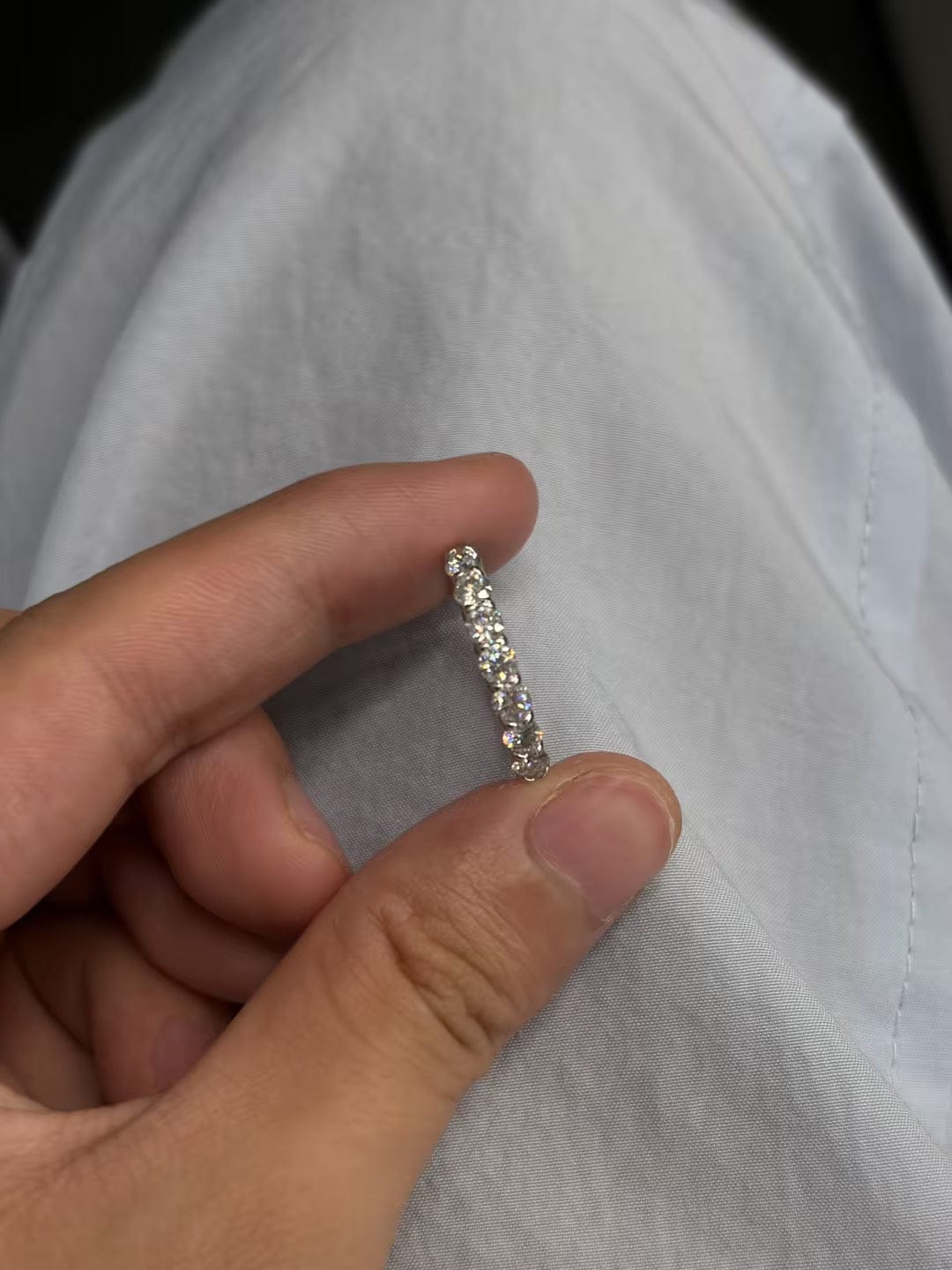 Customer photo review of S925 Moissanite Classic 0.7Ct Round Cut Stackable Wedding Band