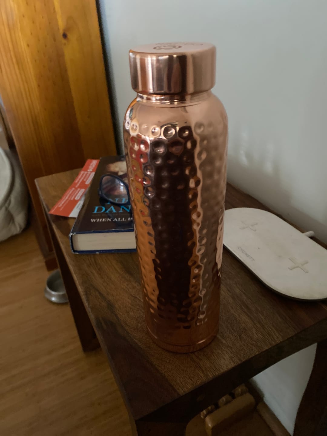 Customer photo review of Hammered Pure Copper Water Bottle 950ml