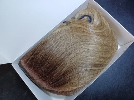 Customer photo review of Natural Invisible Straight Hair Topper – Seamless Crown Volume for Thinning Hair