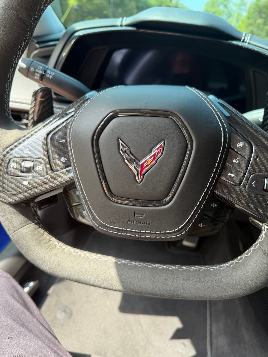 Customer photo review of C8 Corvette Real Carbon Fiber Steering Wheel Button Covers | Heated & Non-Heated (2020–2026)