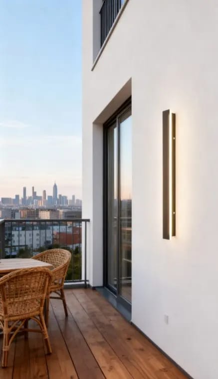 Customer photo review of Raymo Outdoor Wall Light With Linear LED Strip, Black IP65