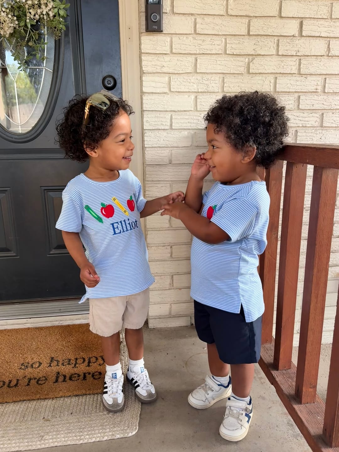 Customer photo review of School Time Blue Stripe Short Sleeve Shirt