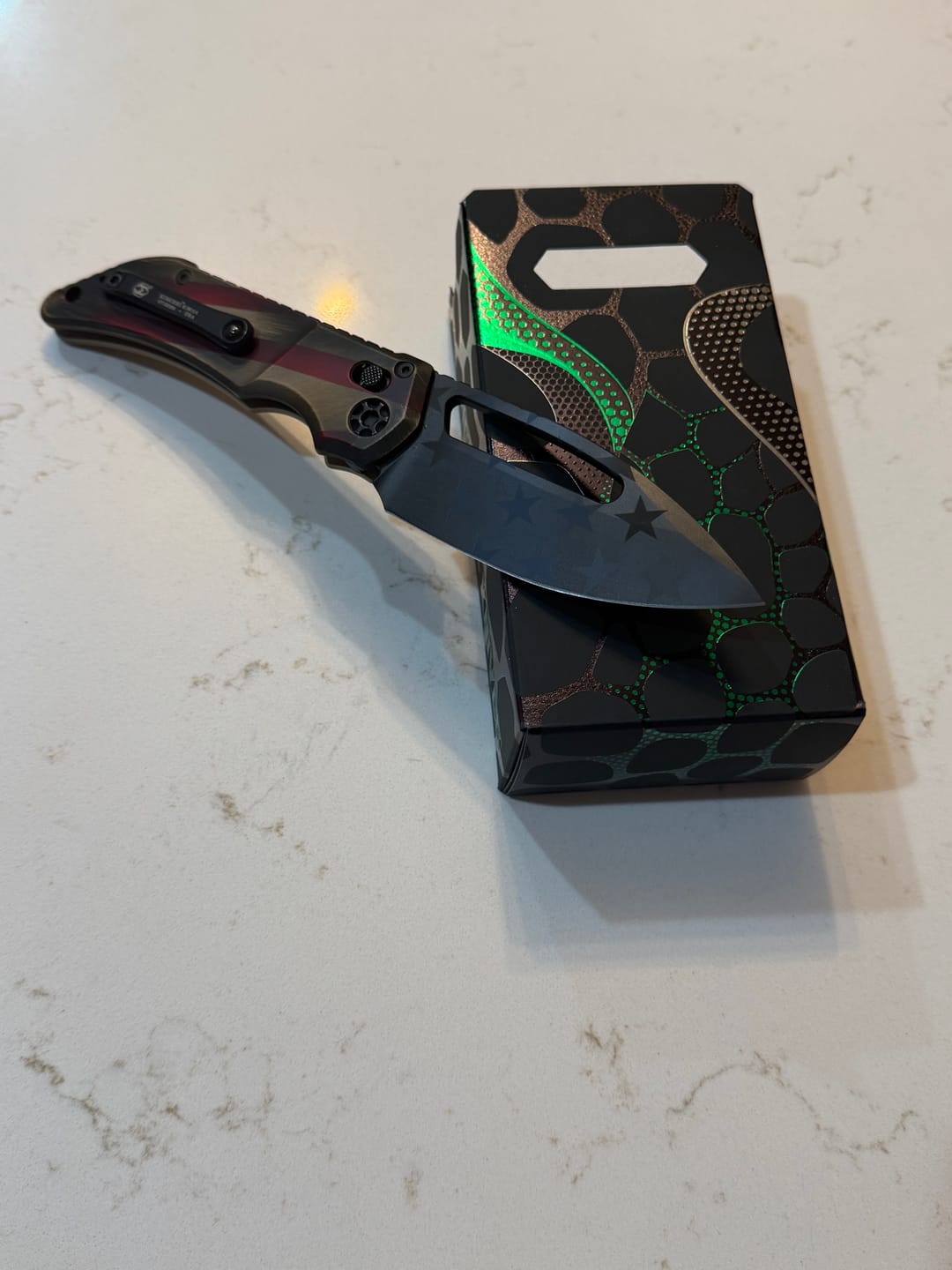 Customer photo review of Heretic Koschei America 250 Edition - Crossbar Lock, MagnaCut, Serialized - Made in USA (H061-USA-250)