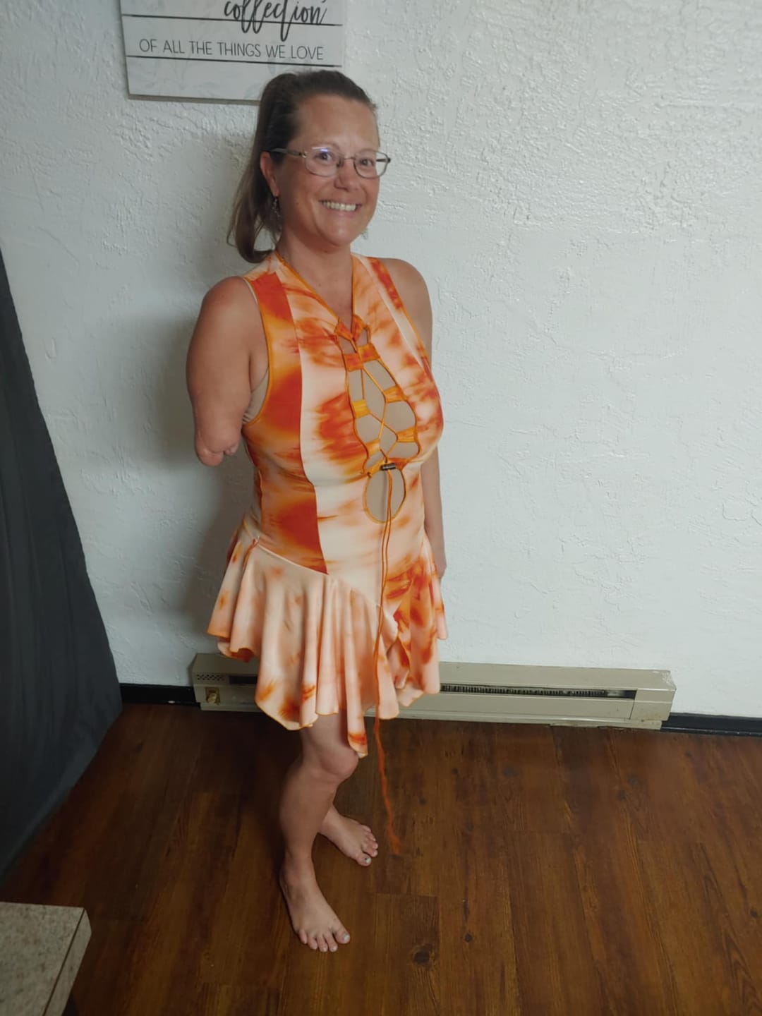 Customer photo review of Orange Tie Dye Pixie DRESS