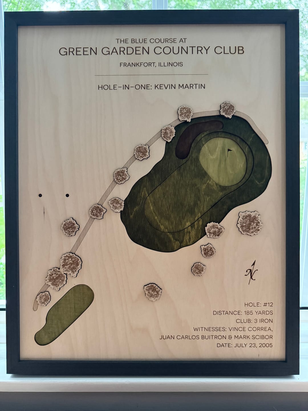 Customer photo review of Personalized Hole-in-One | Single Hole Golf Art