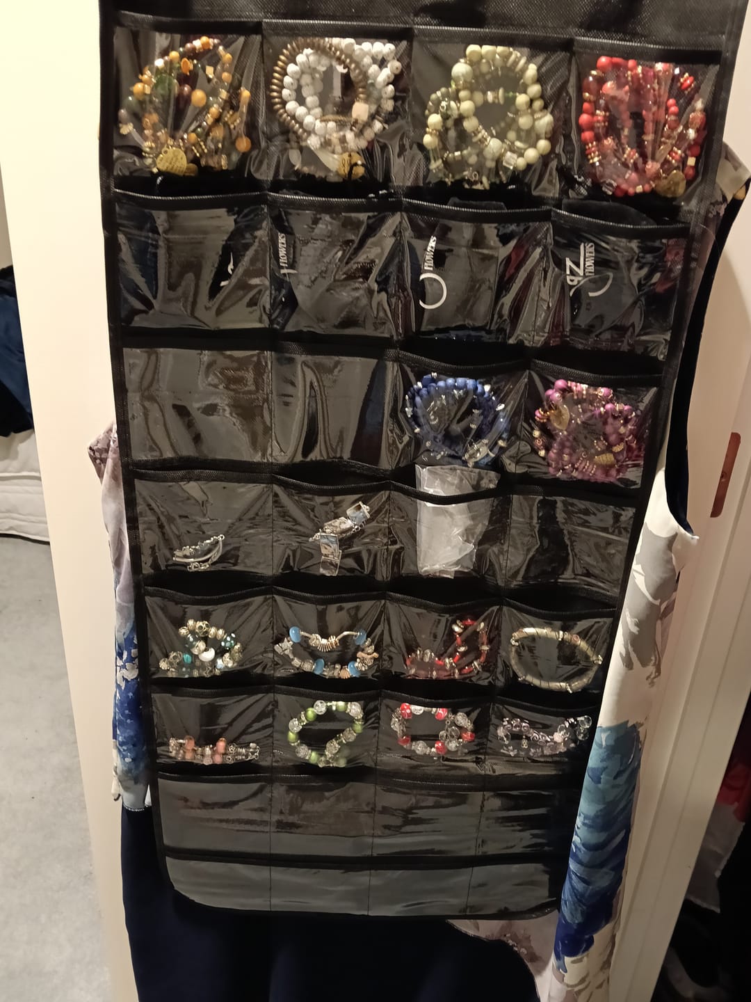 Customer photo review of Stretchy Doodah Hanging Jewellery Organiser