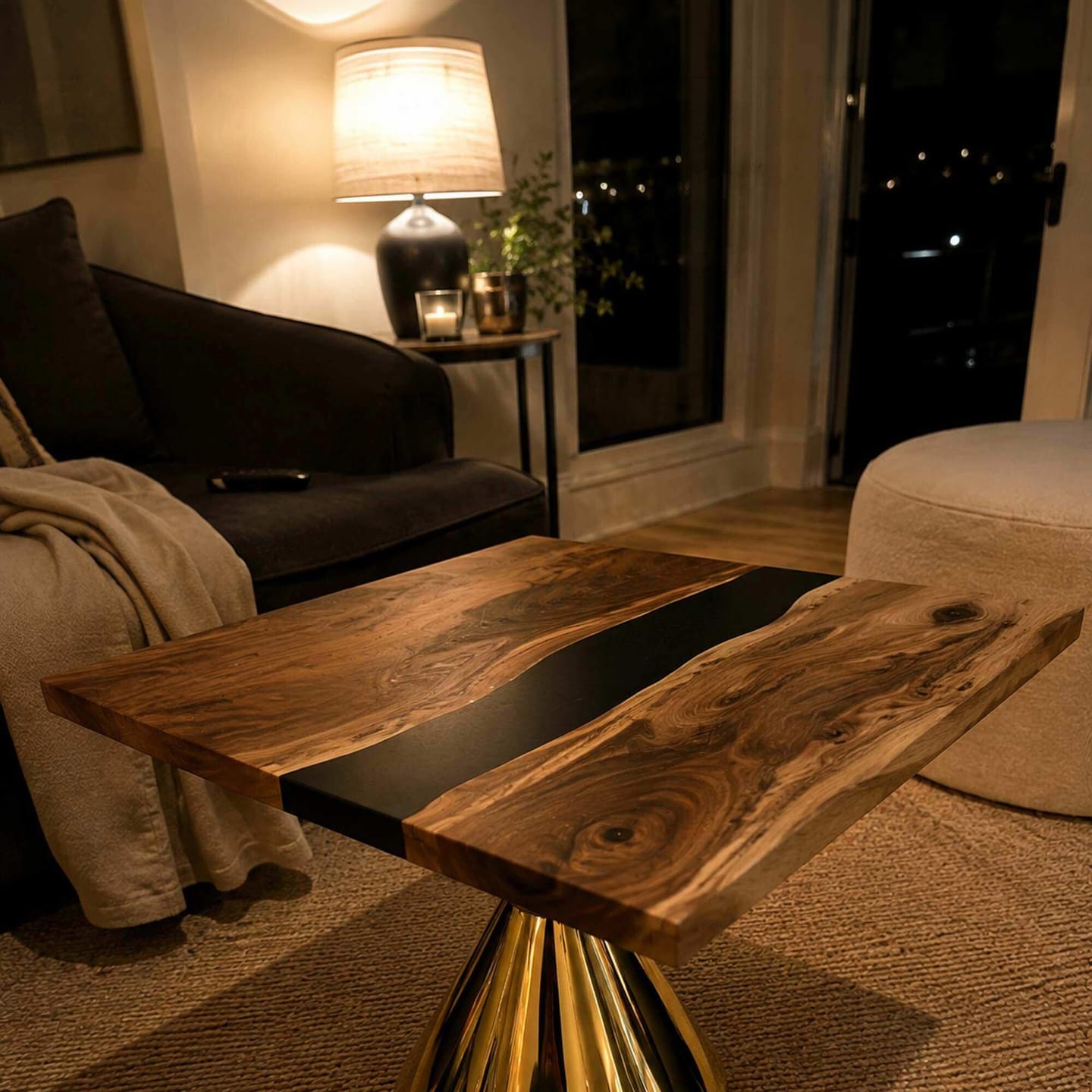 Customer photo review of Gold Coffee Table 35" Unique Design for Small Living Rooms - Flux (Big Size)