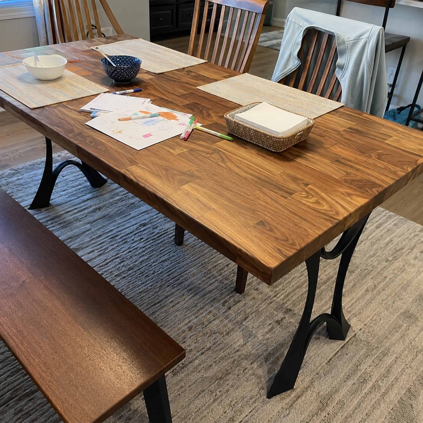 Customer photo review of Dining Table with Butcher Block Wood Top for Dining Room - 405 Joxie