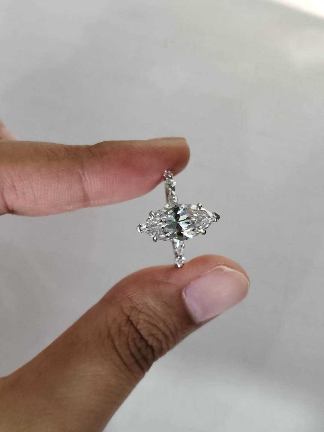 Customer photo review of S925 3.0Ct Marquise Cut Engagement Ring Travel Ring Everyday Wearable Ring In Sterling Silver