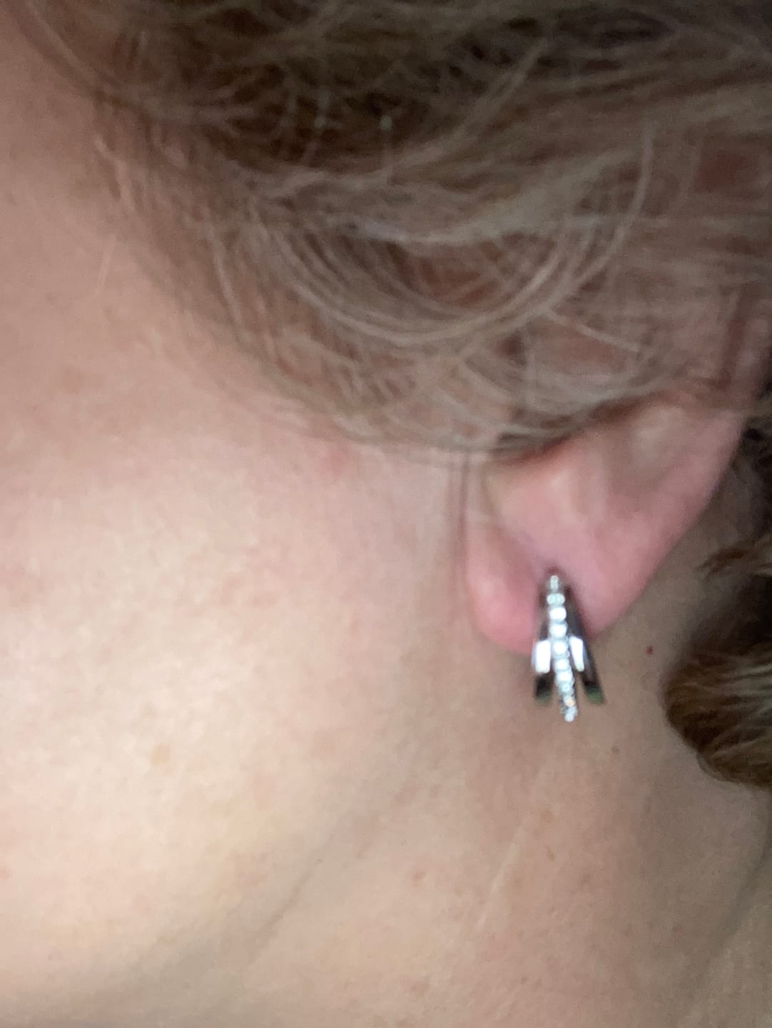 Customer photo review of Bella 18k White Gold Plated 17mm Hoop Earrings with Swarovski Crystals