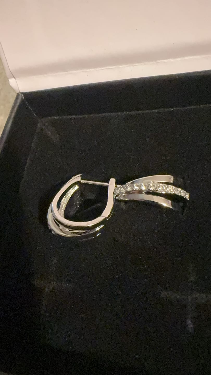 Customer photo review of Bella 18k White Gold Plated 17mm Hoop Earrings with Swarovski Crystals