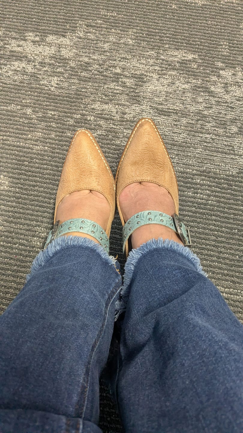 Customer photo review of Corky's Camel Turquoise For The Girls Heels