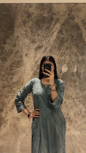 Customer photo review of Aayat Grey Cotton Kurta