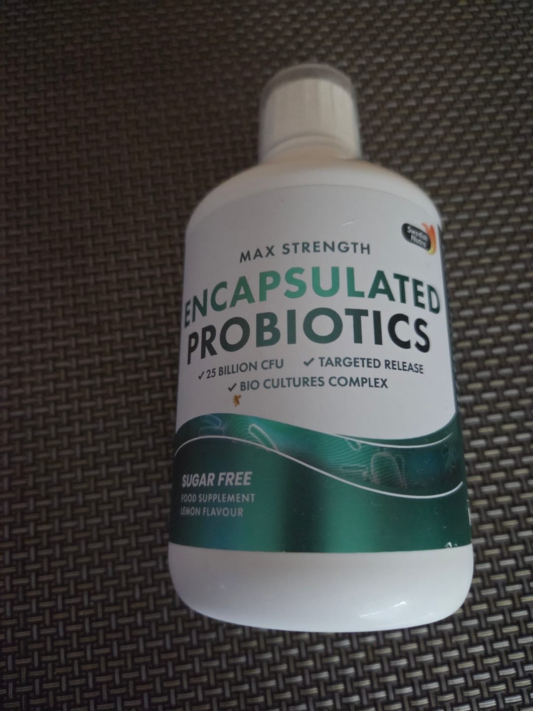 Customer photo review of Swedish Nutra - Encapsulated Probiotics Max, skysti probiotikai žarnynui su 25 mlrd. gerųjų bakterijų, 500 ml