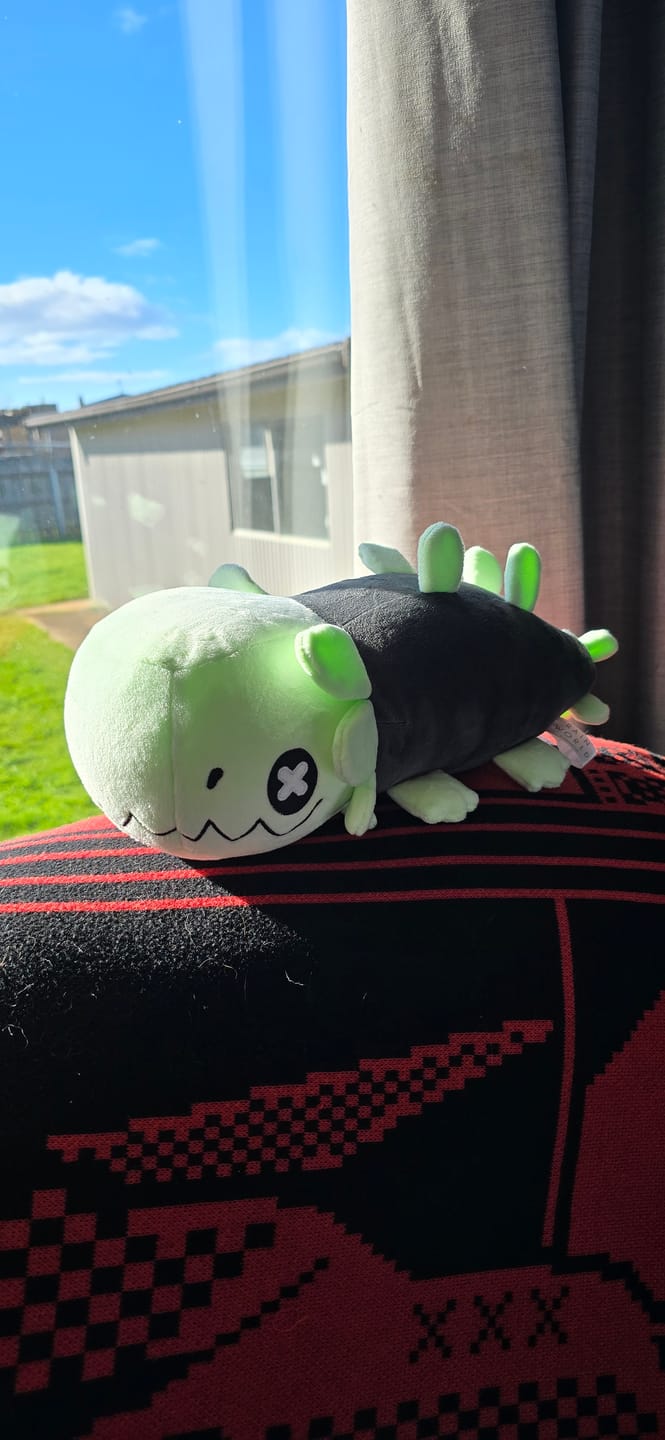 Customer photo review of Rain World - Glowing Green Lizard Plush