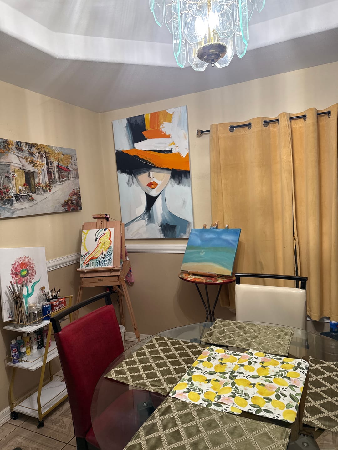 Customer photo review of Elegant Lady: Stylish Abstract Fashion Art with Orange Hat - Unique Wall Decor for Contemporary Interiors