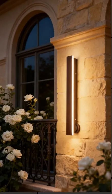 Customer photo review of Raymo Outdoor Wall Light With Linear LED Strip, Black IP65