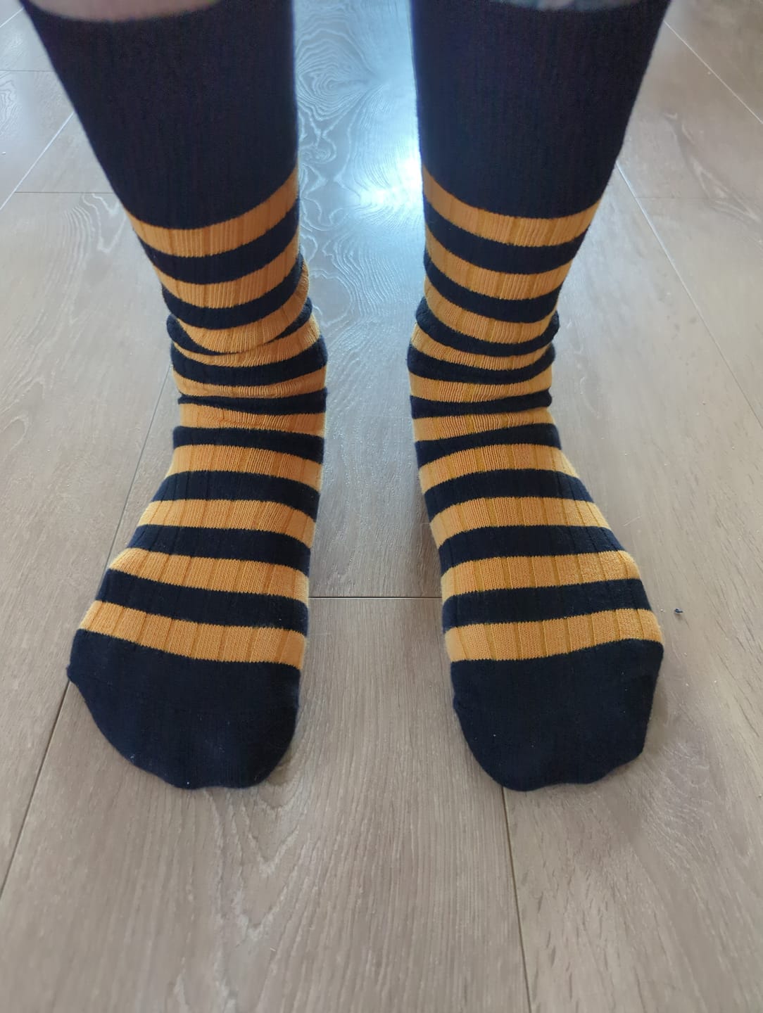 Customer photo review of Retro Striped Cotton Socks - Black/Orange