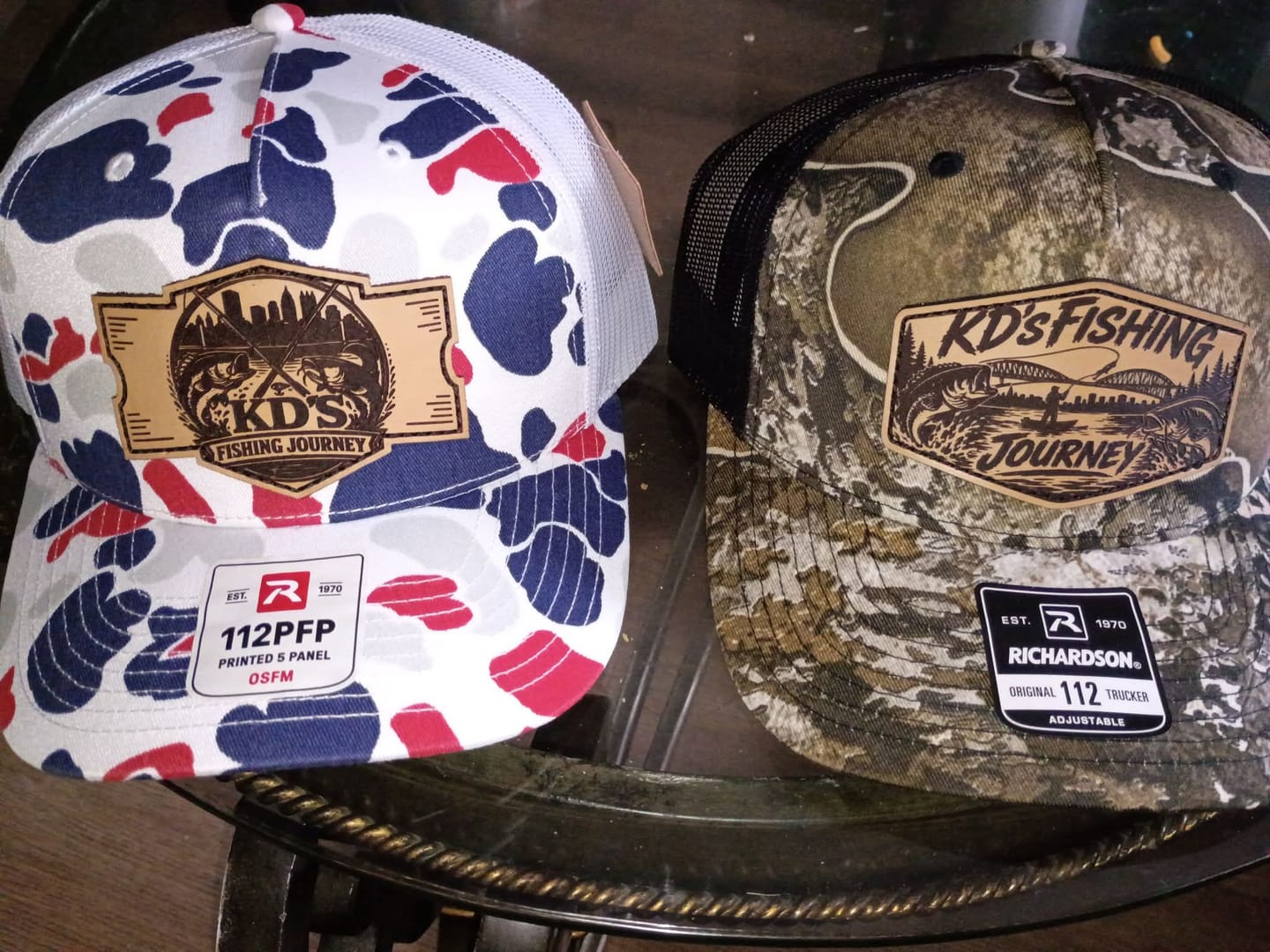 Customer photo review of Bottomland Camo Custom Leather Patch Hats
