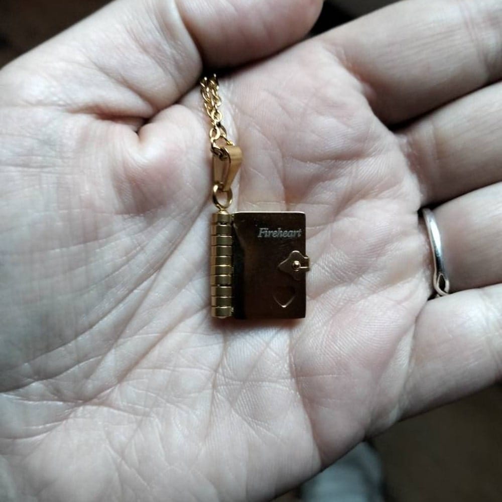 Customer photo review of Book Necklace - Personalized Opening Book Pendant Necklace