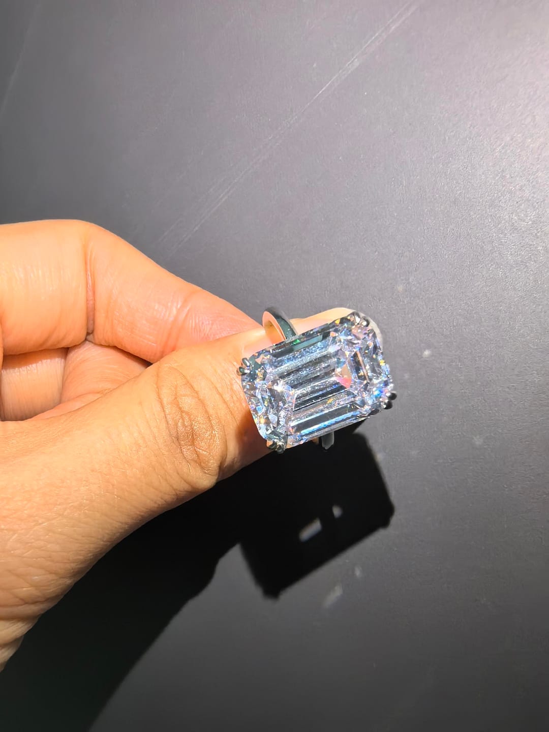 Customer photo review of S925 5.0/11.5 Ct Emerald Cut Engagement Ring In Sterling Silver Classic Everyday Wearable Ring