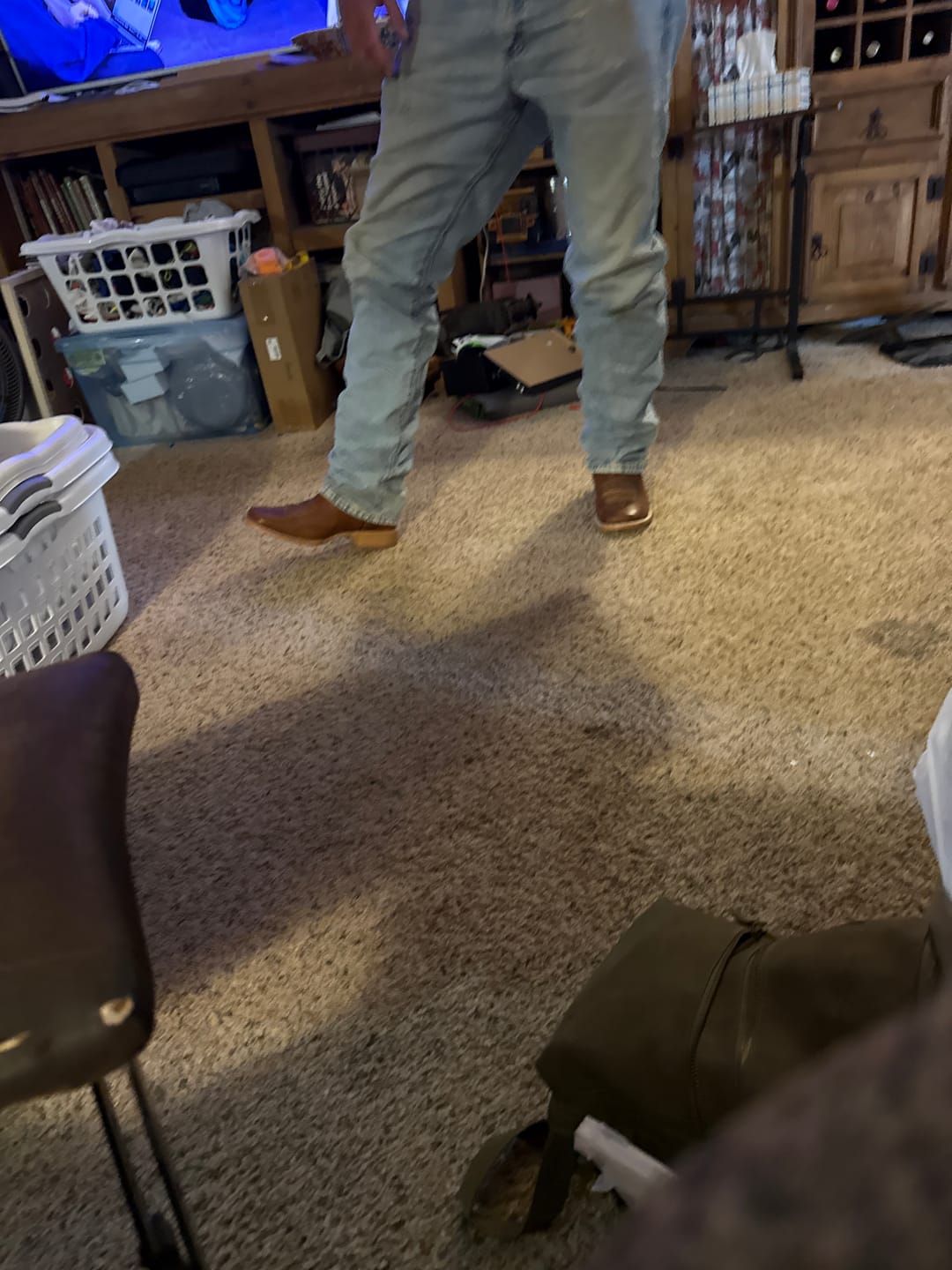 Customer photo review of Tan Genuine Leather Boots - Square Toe