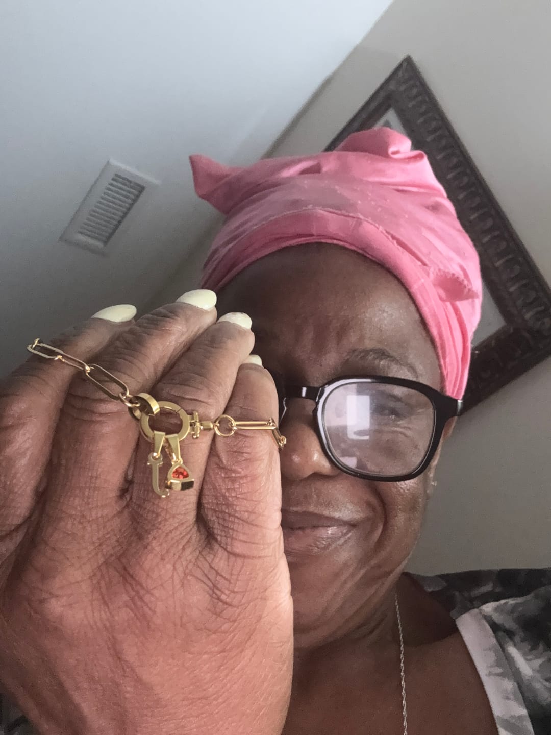 Customer photo review of Initial Birthstone w/ Paper Clip Bracelet