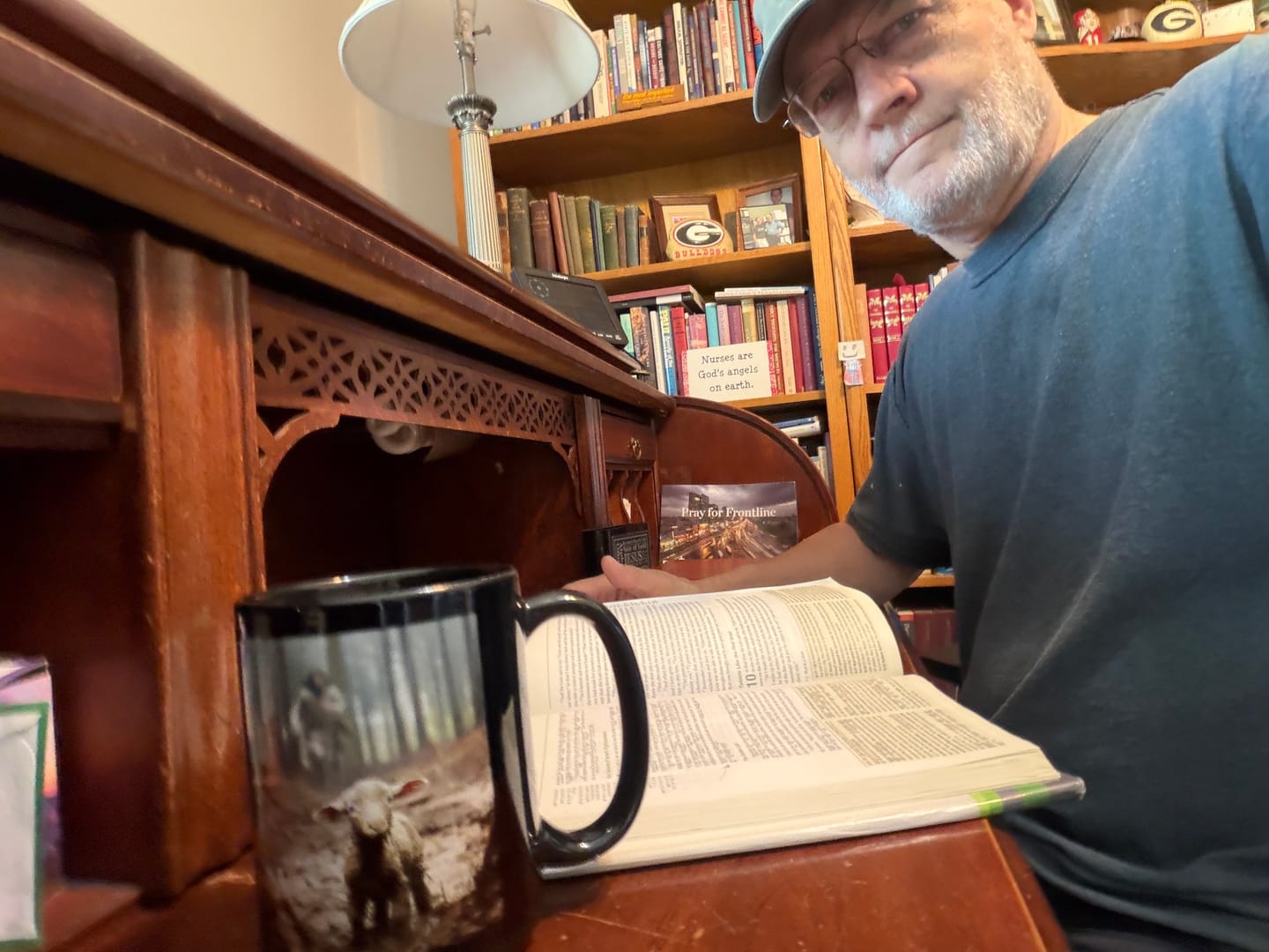 Customer photo review of Jesus Running After a Lost Lamb, Jesus and Lamb Picture, Coffee Mug (Without Text)