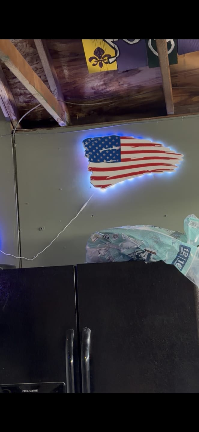 Customer photo review of Tattered American Flag 3D Metal Wall Art