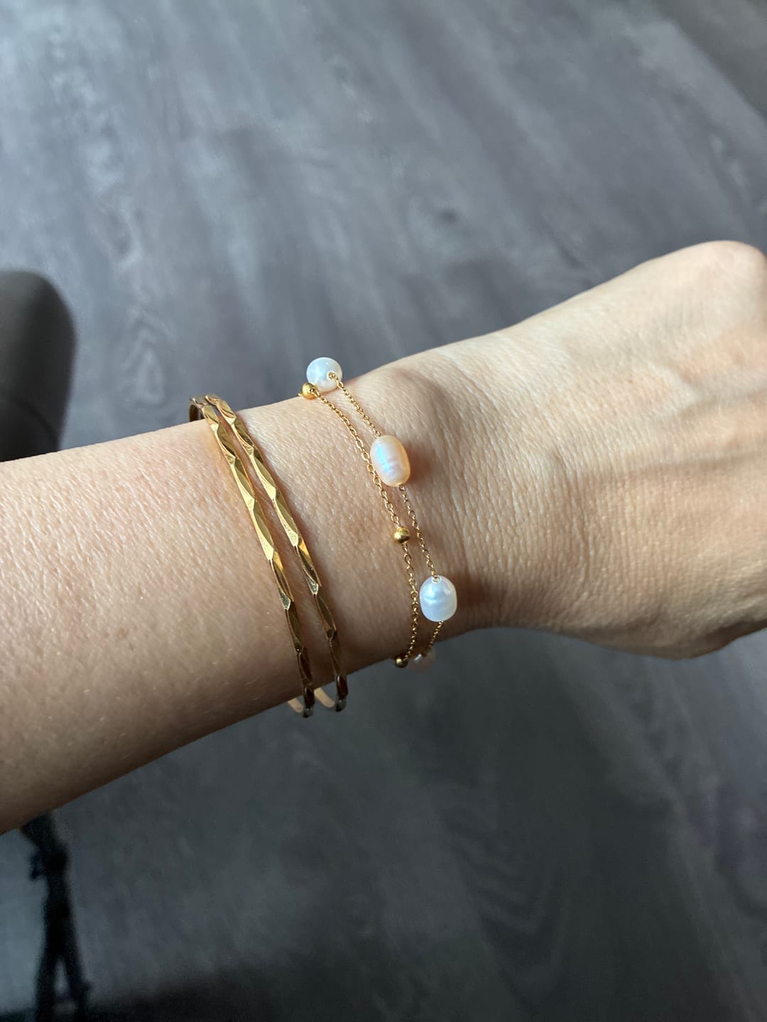 Customer photo review of Freshwater Pearl Layered Bracelet