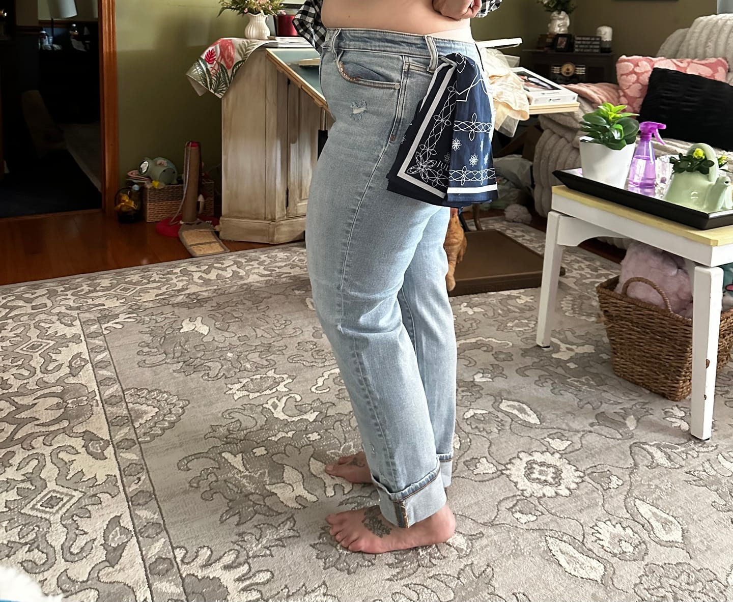 Customer photo review of Loop Me In - Judy Blue Boyfriend Jean with Bandana Loop - Final Sale