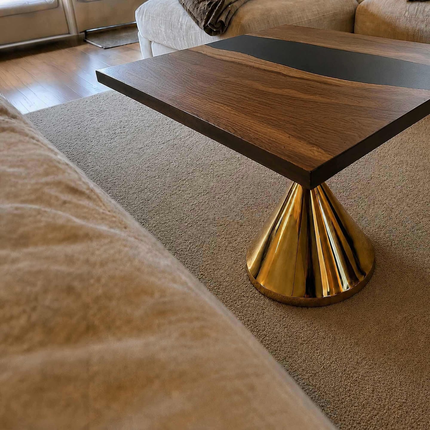 Customer photo review of Gold Coffee Table 35" Unique Design for Small Living Rooms - Flux (Big Size)