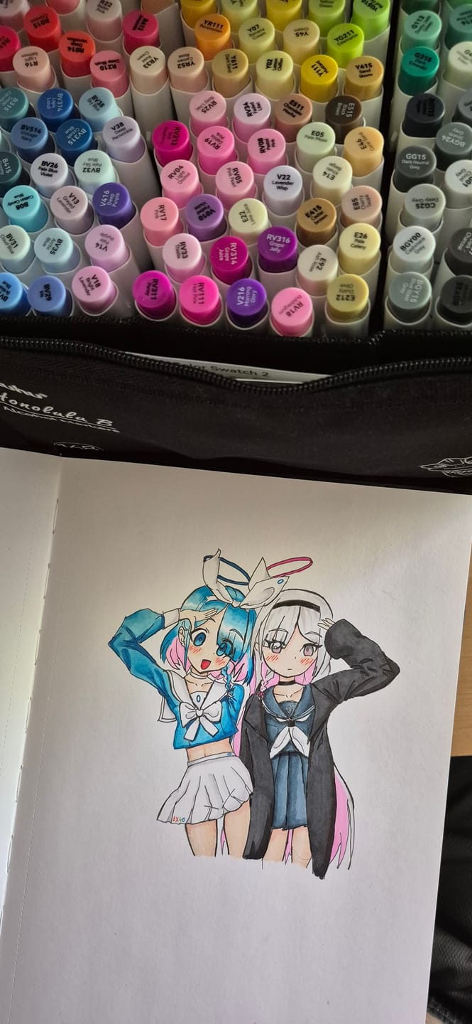 Customer photo review of Ohuhu Honolulu 168 Colors Dual Tips Alcohol Art Markers (New Color Codes)
