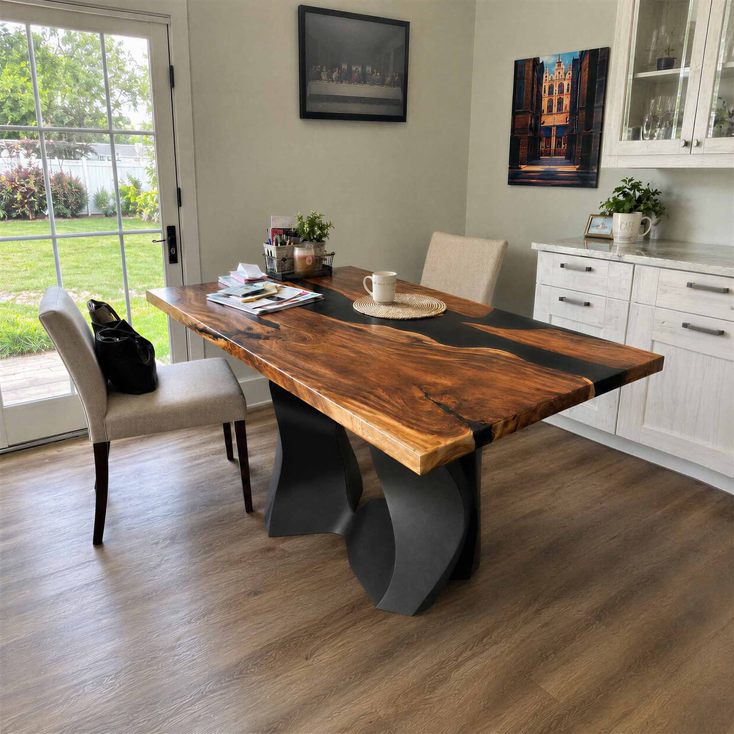 Customer photo review of Dining Table with Rocky Metal Table Base for Rectangular Top - 503