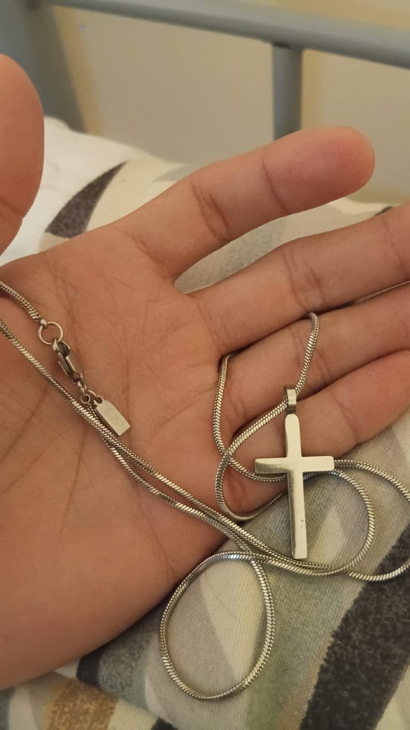 Customer photo review of Classic Cross & Square Chain