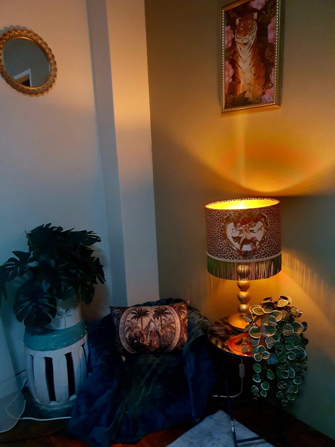Customer photo review of Tiger Rose Fringed Lampshade