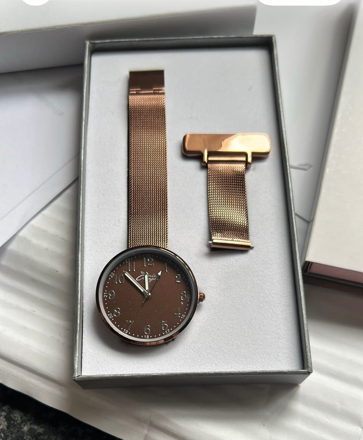 Customer photo review of Sample - Empress Silver/Coffee Mesh 35