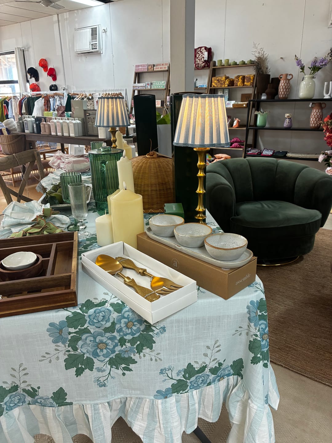Customer photo review of Blue Stripe Scallop Lamp Shade & Brass Base - Table Lamp