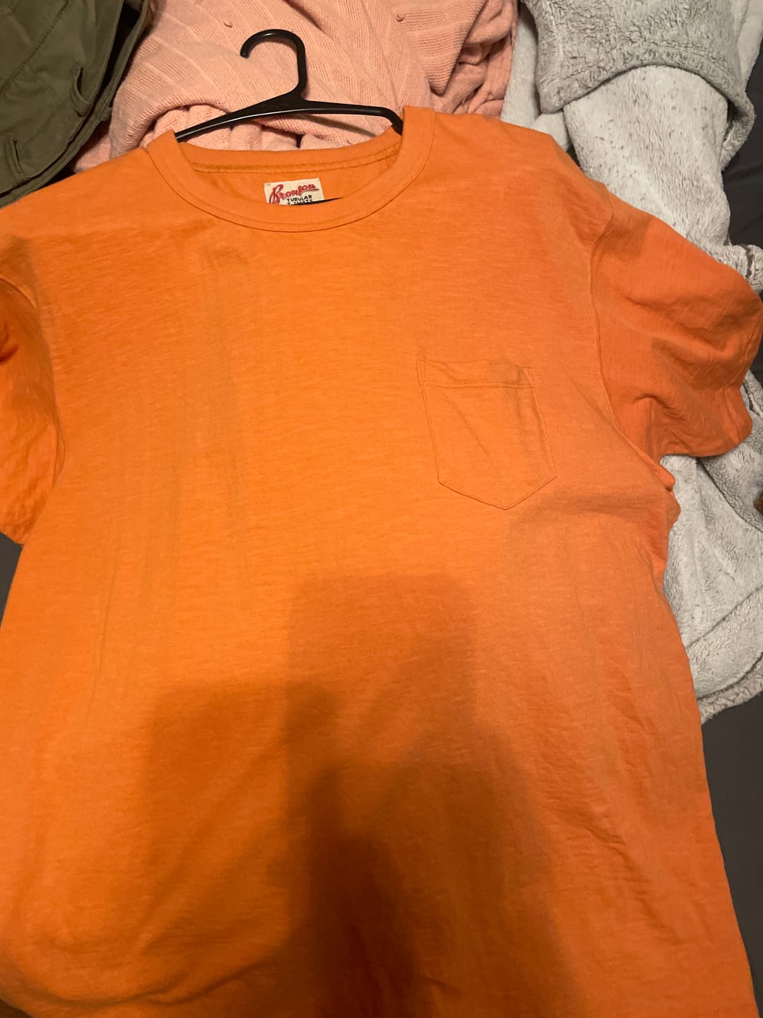 Customer photo review of Loopwheel Tubular Slub Cotton Pocket T-Shirt - Orange