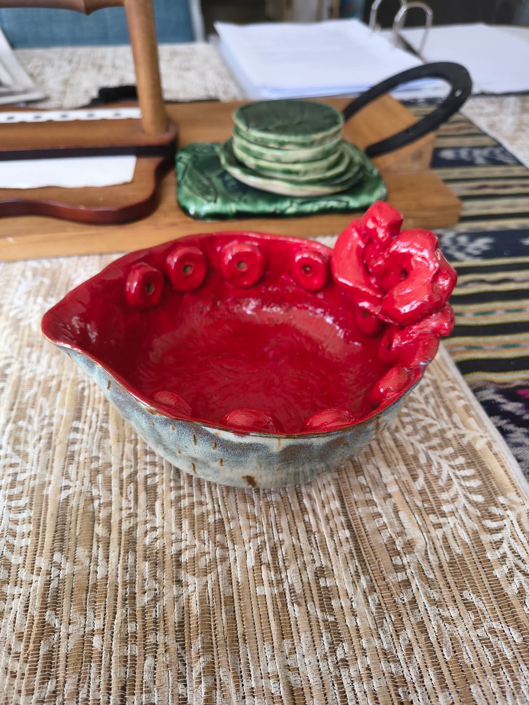 Customer photo review of Abbots Deep Glossy Red Midfire Brushable Glaze