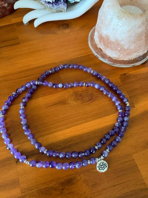 Customer photo review of 108 Natural Amethyst Stone Mala Prayer Beads Bracelet