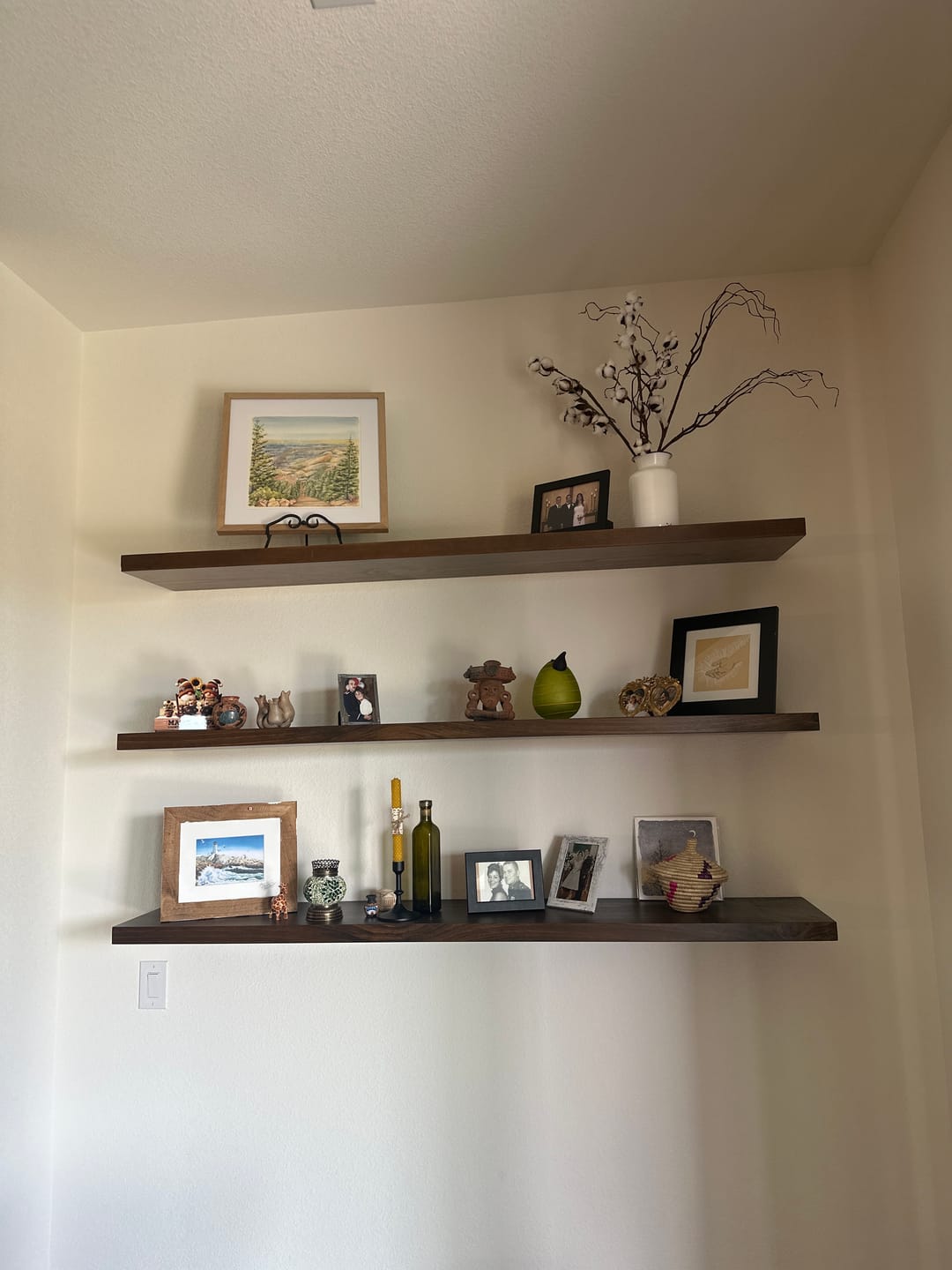 Customer photo review of Rustic Pine Floating Shelves