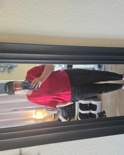 Customer photo review of Panel Solid Color Flared Sleeve T-Shirt