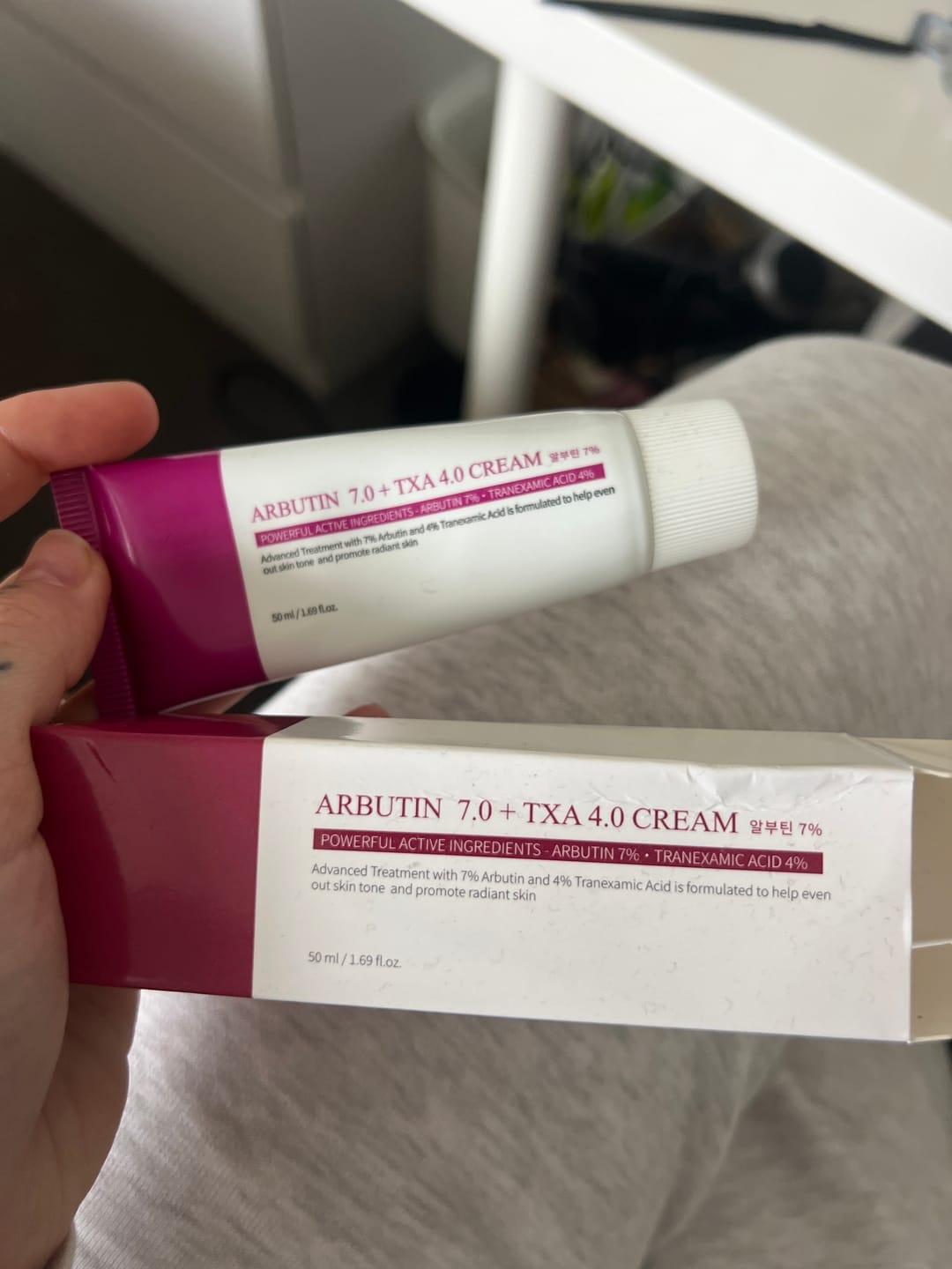 Customer photo review of Prandest Arbutin 7% + Tranexamic Acid 4% Cream