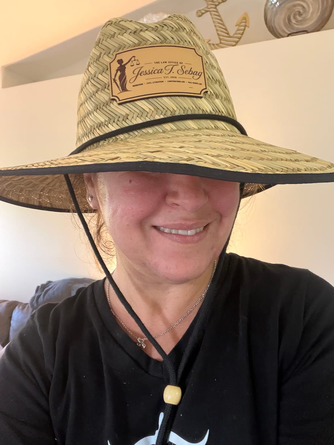 Customer photo review of Custom Straw Hats Leather Patches